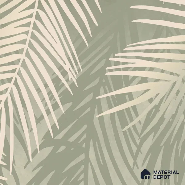 Hanging Tropical Leaves Design Pastel Green Soft Feel (Customised Wallpaper)
