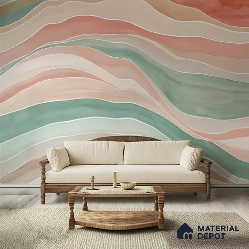 Serene Ocean Walter Color Style for Rooms Pink Canvas (Customised Wallpaper)