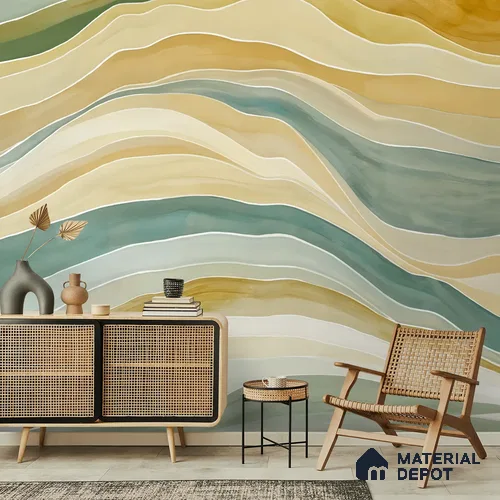 Serene Ocean Watercolor Style for Rooms Yellow Canvas (Customised Wallpaper)