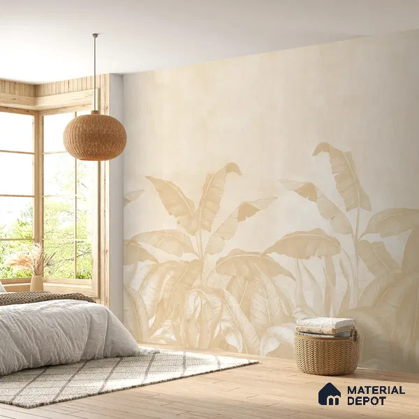 Tropical Forest, Digitally Painted Yellow Canvas (Customised Wallpaper)
