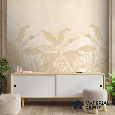 Tropical Forest, Digitally Painted Yellow Canvas (Customised Wallpaper)