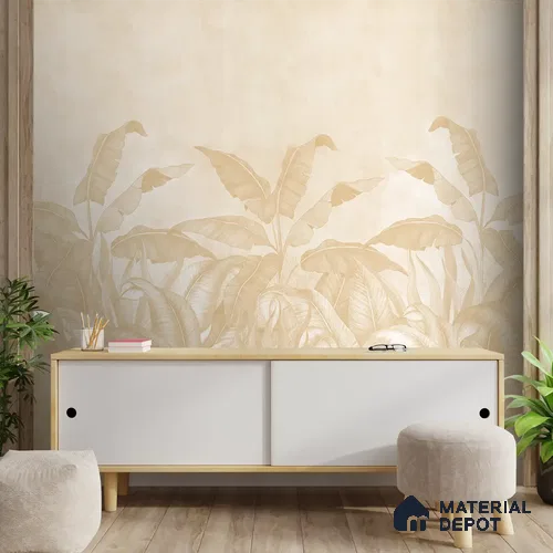 Tropical Forest, Digitally Painted Yellow Canvas (Customised Wallpaper)
