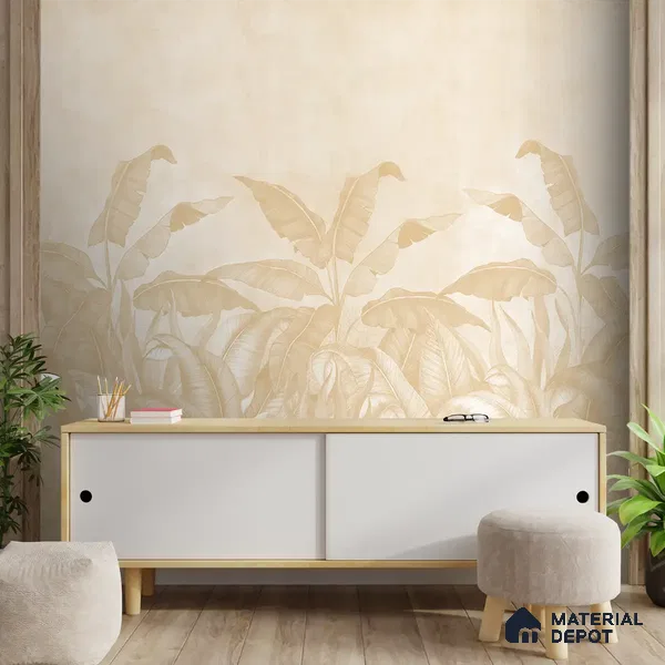 Tropical Forest, Digitally Painted Yellow Handmade (Customised Wallpaper)