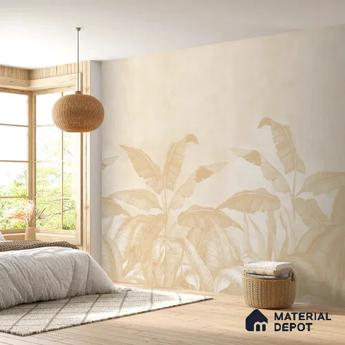 Tropical Forest, Digitally Painted Yellow Handmade (Customised Wallpaper)