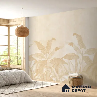 Tropical Forest, Digitally Painted Yellow Soft Feel (Customised Wallpaper)