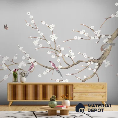 Plum Blossom Chinoiserie Style for Rooms Handmade (Customised Wallpaper)