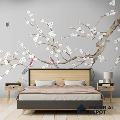 Plum Blossom Chinoiserie Style for Rooms Handmade (Customised Wallpaper)