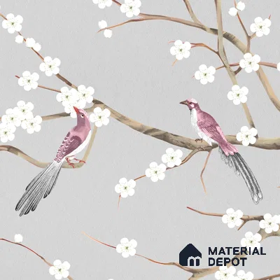 Plum Blossom Chinoiserie Style for Rooms Soft Feel (Customised Wallpaper)