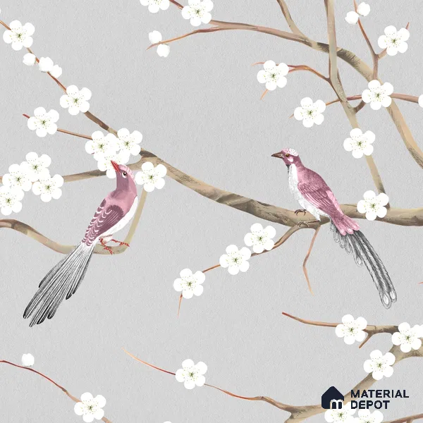 Plum Blossom Chinoiserie Style for Rooms Soft Feel (Customised Wallpaper)