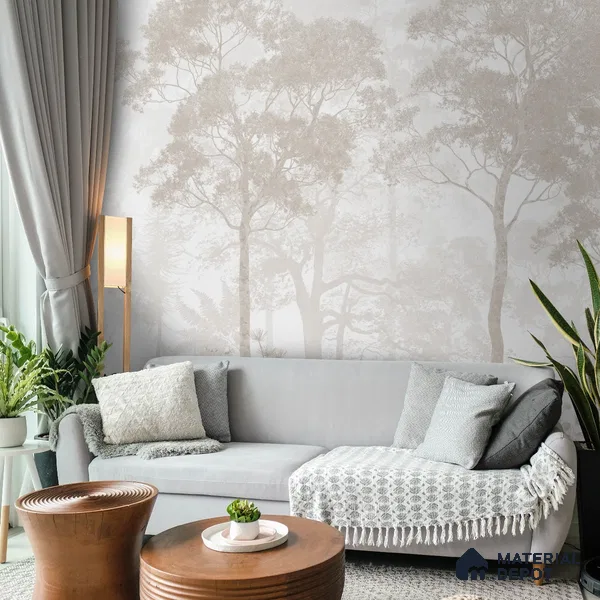 Vintage Forest Theme for Rooms, Sepia Canvas (Customised Wallpaper)