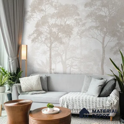 Vintage Forest Theme for Rooms, Sandy Beige Handmade (Customised Wallpaper)