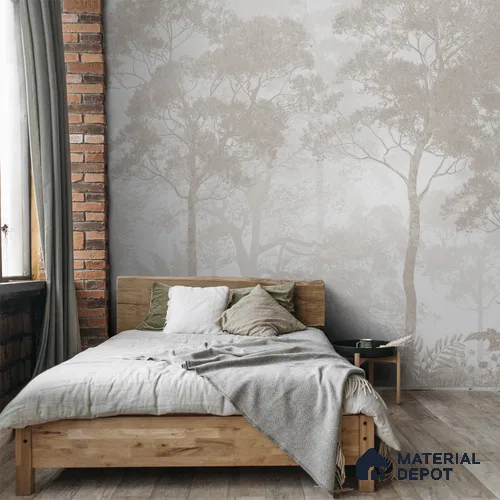 Vintage Forest Theme for Rooms, Sandy Beige Handmade (Customised Wallpaper)