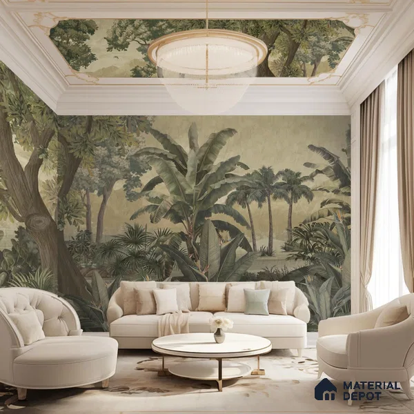 Lush European Landscape Silk Metallic Finish (Customised Wallpaper)