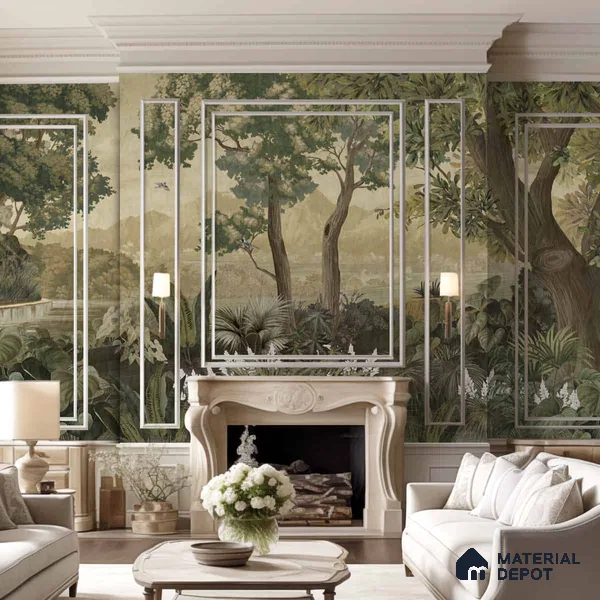Lush European Landscape Silk Metallic Finish (Customised Wallpaper)