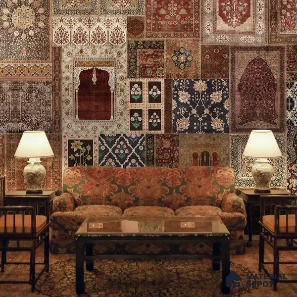 Aalishan Exquisite Indian Carpet Design Handmade Wallpaper for Walls