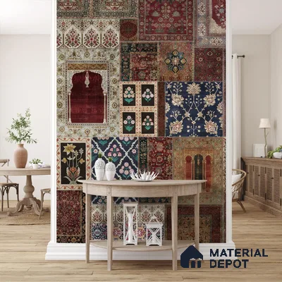 Aalishan Exquisite Indian Carpet Design Handmade Wallpaper for Walls
