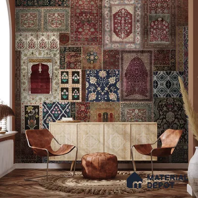 Aalishan Exquisite Indian Carpet Design Handmade Wallpaper for Walls