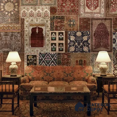 Aalishan Exquisite Indian Carpet Design Silk Metallic Wallpaper for Walls