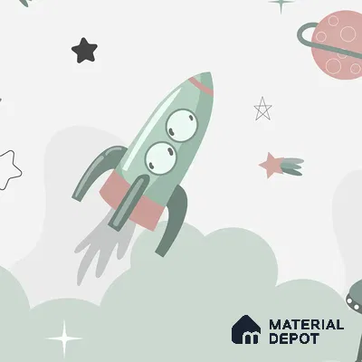 Green and Pink Space Theme Children Handmade Wallpaper (Customized Wallpaper)
