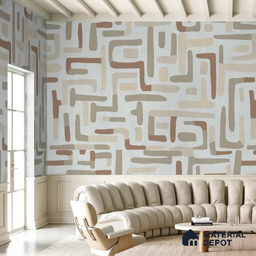 Urban Maze In Desert Sand Abstract Customised Canvas Wallpaper for Rooms