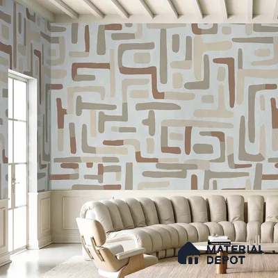 Urban Maze In Desert Sand Abstract Customised Handmade Wallpaper for Rooms