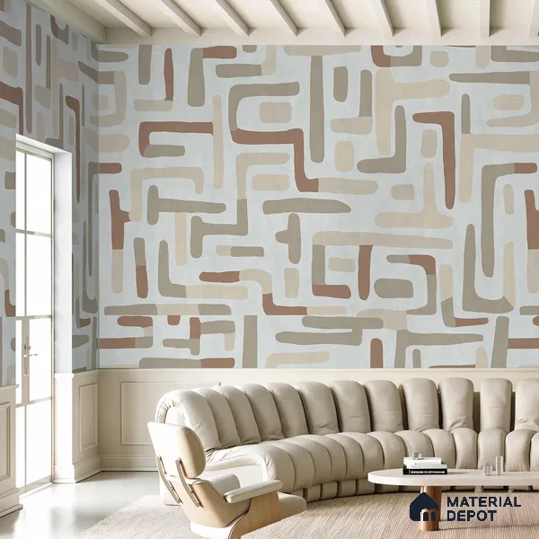 Urban Maze In Desert Sand Abstract Customised Soft Feel Wallpaper for Rooms