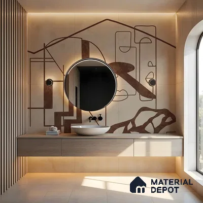 Timeless Structures Brown Abstract Customised Canvas Wallpaper for Rooms