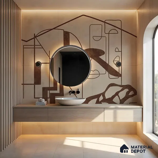 Timeless Structures Brown Abstract Customised Handmade Wallpaper for Rooms