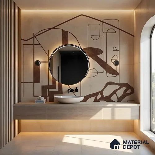 Timeless Structures Brown Abstract Customised Soft Feel Wallpaper for Rooms