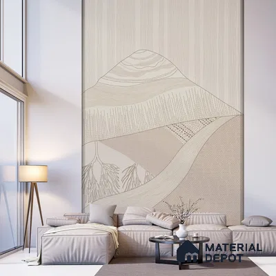 Katha Abstract Landscape Soft Feel Wallpaper in Indian Kantha Pattern