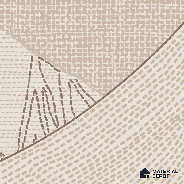 Katha Abstract Landscape Soft Feel Wallpaper in Indian Kantha Pattern