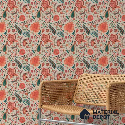 Premium Indian Colorful Room 10 Meter x 19.68 inches Canvas Wallpaper - 54 Sq. Ft. | Minimum 15% wastage during installation