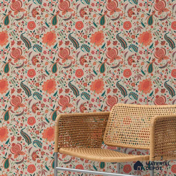 Premium Indian Colorful Room 10 Meter x 19.68 inches Canvas Wallpaper - 54 Sq. Ft. | Minimum 15% wastage during installation