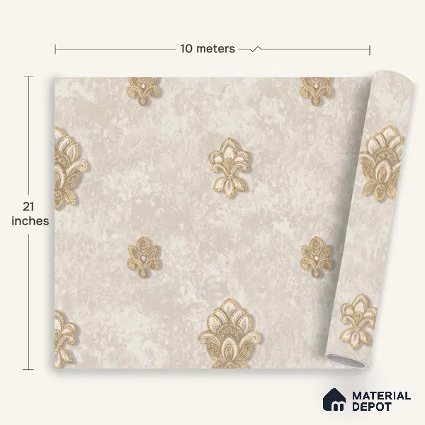 1314 | 10 Meter x 21 Inches Damask Look Wallpaper - 57.41 Sq. Ft. | Minimum 15% wastage during installation