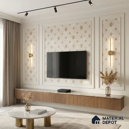 1314 | 10 Meter x 21 Inches Damask Look Wallpaper - 57.41 Sq. Ft. | Minimum 15% wastage during installation