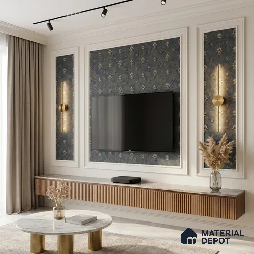 1311 | 10 Meter x 21 Inches Damask Look Wallpaper - 57.41 Sq. Ft. | Minimum 15% wastage during installation