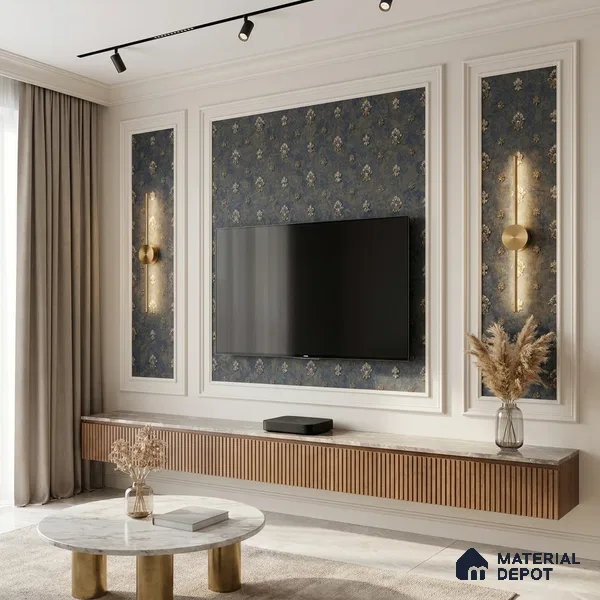 1311 | 10 Meter x 21 Inches Damask Look Wallpaper - 57.41 Sq. Ft. | Minimum 15% wastage during installation