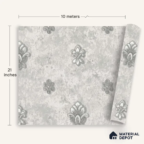 1312 | 10 Meter x 21 Inches Damask Look Wallpaper - 57.41 Sq. Ft. | Minimum 15% wastage during installation