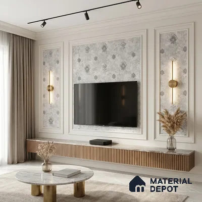 1312 | 10 Meter x 21 Inches Damask Look Wallpaper - 57.41 Sq. Ft. | Minimum 15% wastage during installation