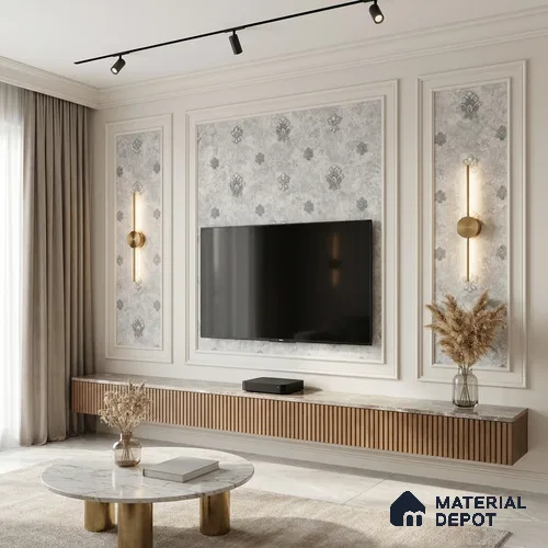 1312 | 10 Meter x 21 Inches Damask Look Wallpaper - 57.41 Sq. Ft. | Minimum 15% wastage during installation