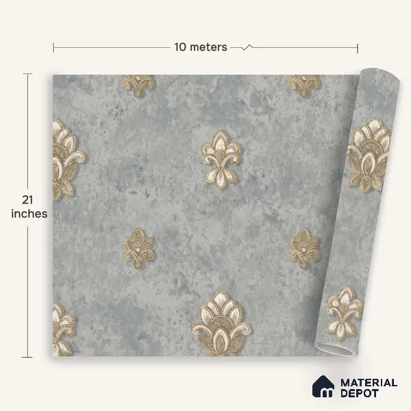 1313 | 10 Meter x 21 Inches Damask Look Wallpaper - 57.41 Sq. Ft. | Minimum 15% wastage during installation