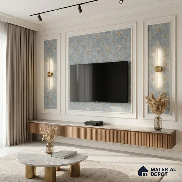 1313 | 10 Meter x 21 Inches Damask Look Wallpaper - 57.41 Sq. Ft. | Minimum 15% wastage during installation