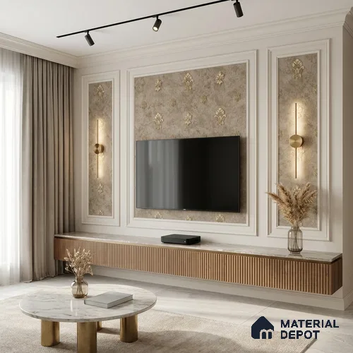 1315 | 10 Meter x 21 Inches Damask Look Wallpaper - 57.41 Sq. Ft. | Minimum 15% wastage during installation