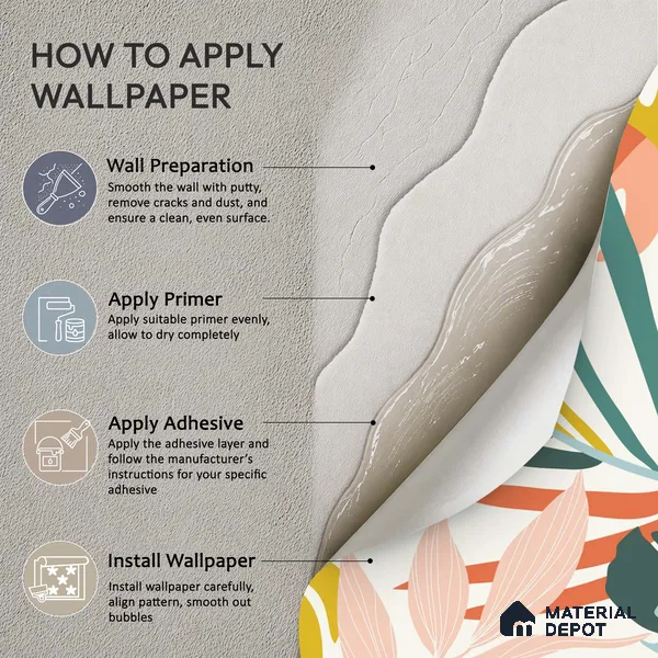 Multi Colour Modern Tropical Foliage Abstract Serenity Art | WP 03919 Non Woven Matte Finish Tropical Style Premium Customized size Wallpaper | 150 GSM WP01MTF Paper | (MOQ = 30 Sq. Ft.)