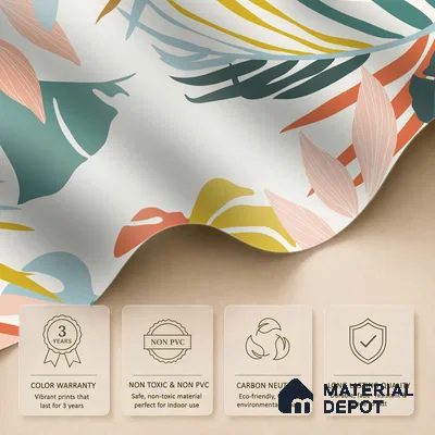 Multi Colour Modern Tropical Foliage Abstract Serenity Art | WP 03919 Non Woven Matte Finish Tropical Style Premium Customized size Wallpaper | 150 GSM WP01MTF Paper | (MOQ = 30 Sq. Ft.)
