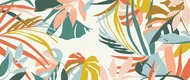 Multi Colour Modern Tropical Foliage Abstract Serenity Art Wallpaper | Material Depot