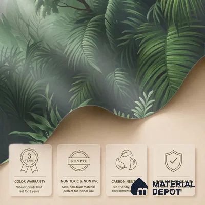 Emerald Green Lush Rainforest Leaves Abstract Serenity Art | WP 03922 Non Woven Matte Finish Tropical Style Premium Customized size Wallpaper | 150 GSM WP01MTF Paper | (MOQ = 30 Sq. Ft.)