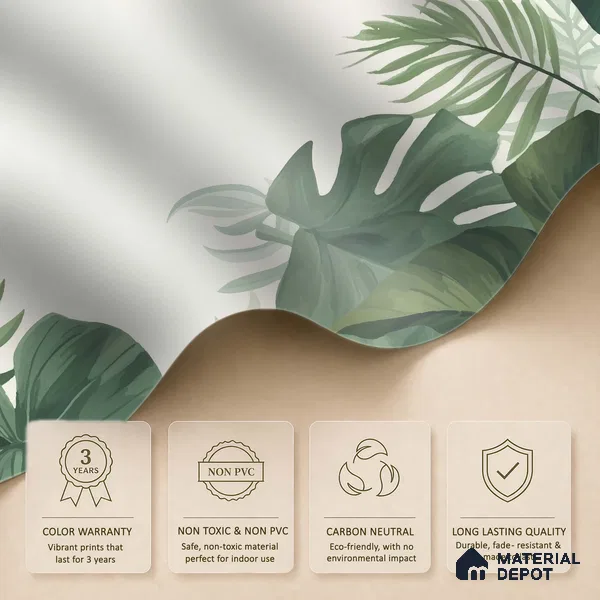 Olive Green Palm and Monstera Abstract Nature Art | WP 03925 B Canvas Texture Finish Tropical Style luxurious Customized size Wallpaper | 250 GSM WP01CNF Paper | (MOQ = 30 Sq. Ft.)