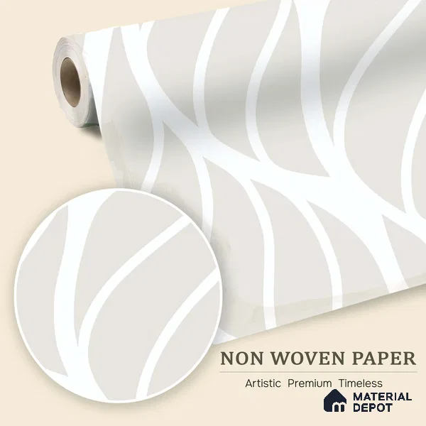 Ivory Beige Abstract Botanical Leaves Leafy Hues Wall Art | WP 03926 Non Woven Matte Finish Tropical Style Premium Customized size Wallpaper | 150 GSM WP01MTF Paper | (MOQ = 30 Sq. Ft.)