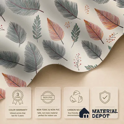 Beige Scandinavian Style Leaf Abstract Serenity Art | WP 03930 B Canvas Texture Finish Tropical Style luxurious Customized size Wallpaper | 250 GSM WP01CNF Paper | (MOQ = 30 Sq. Ft.)